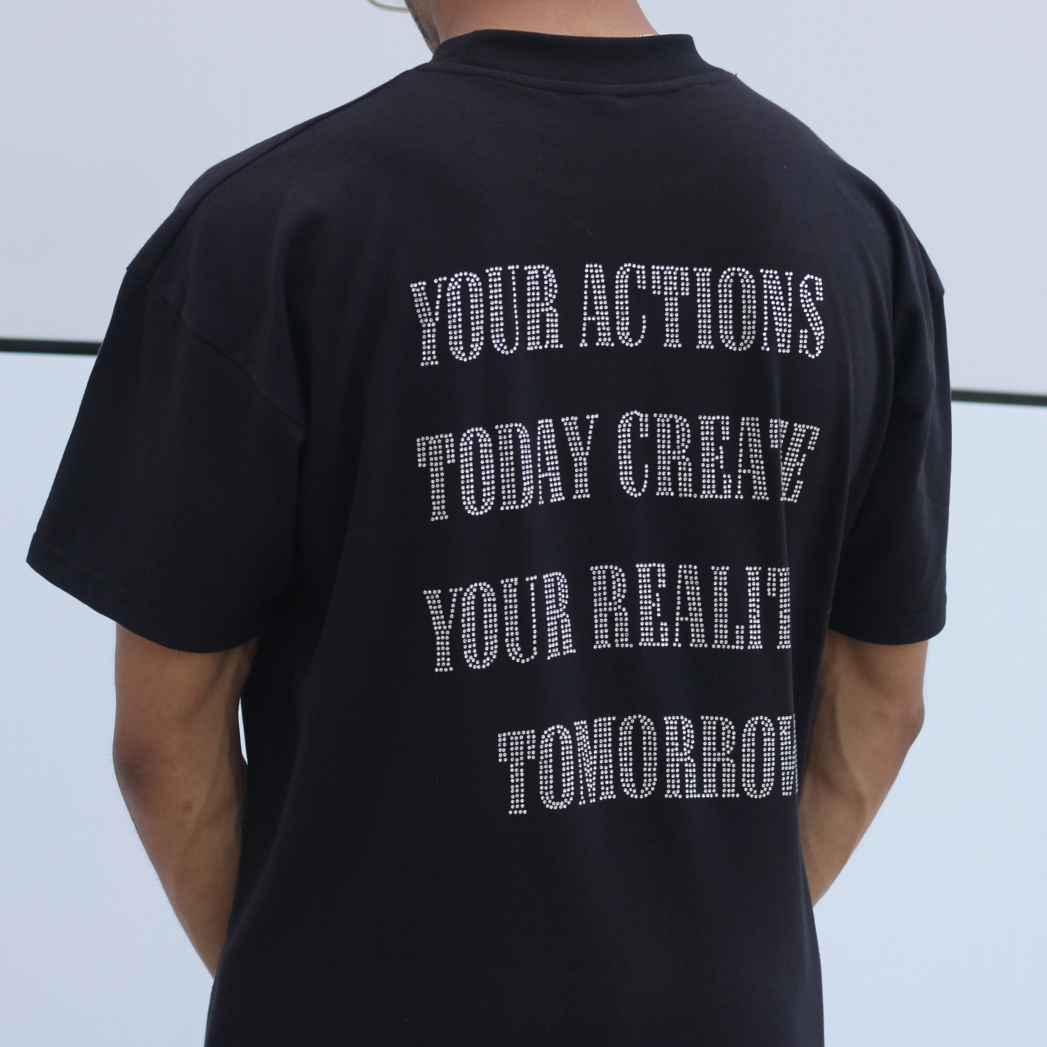 Heavyweight 'Artisan' Rhinestone Tee - Black (Oversized)