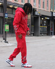 (005.1) Fleece Straight-Leg Joggers - Red Rhinestone