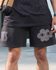 Heavyweight 'Artisan' Rhinestone Shorts - Black